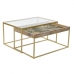 Set of 2 tables DKD Home Decor Golden Natural Wood Metal Crystal 90 x 60 x 45 cm