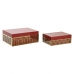 Boîte à bijoux DKD Home Decor Métal Verre Rouge Doré Bois MDF 25 x 18 x 10 cm (2 Unités)