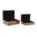 Кутия за бижута DKD Home Decor Метал Кристал Червен Златен Дървен MDF 25 x 18 x 10 cm (2 броя)