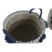 Basket set DKD Home Decor 46 x 44 x 34 cm Pompoms polypropylene Seagrass