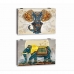 Covers DKD Home Decor Teller Olifant Turkoois Hout MDF 2 Stuks 46,5 x 6 x 31,5 cm