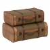 Set of Chests 50 x 36 x 20 cm Synthetic Fabric Wood (2 Pieces)
