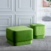 Pouffe Synthetic Fabric Wood Green 60 x 60 x 40 cm