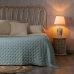 Ágytakaró 270 x 280 cm Kék Krémszín