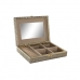 Dėžutė DKD Home Decor 27,5 x 20 x 5,4 cm Šampanas Rusvai gelsva Medžio Aliuminis