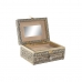 Ékszeres doboz DKD Home Decor 17,5 x 12,5 x 8,5 cm Pezsgő Bézs szín Fa Alumínium