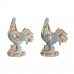 Decorative Figure DKD Home Decor 14,3 x 7,5 x 20 cm Blue Turquoise Rooster Stripped (2 Units)