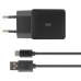 Stenski Polnilec + Kabel USB A v USB C KSIX USB Črna