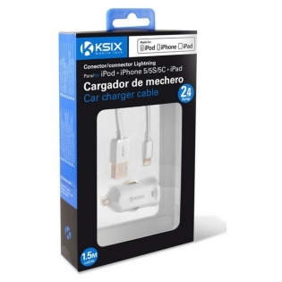 Cargador de coche Ksix, 12W, Made for iPhone + cable Lightning