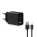 Wall Charger + USB A to USB C Cable KSIX USB Black