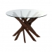 Jedálenský stôl DKD Home Decor Sklo Gaštanová Transparentná Vlašský orech 120 x 120 x 76 cm