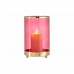 Candleholder Pink Golden Cylinder Metal Glass (12,2 x 19,5 x 12,2 cm)