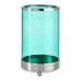 Ljusstakar Silvrig Blå Cylinder Metall Glas (9,7 x 16,5 x 9,7 cm)