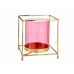 Castiçais Quadrado Cor de Rosa Dourado 14 x 15,5 x 14 cm Metal Vidro