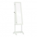 Specchio Portagioie Verticale Cristallo Stoffa Bianco Legno MDF (36 x 140 x 36,5 cm)