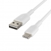 Καλώδιο USB A σε USB C Belkin CAB001BT2MWH Λευκό 2 m