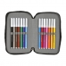 Double Pencil Case Transformers Black 12.5 x 19.5 x 4 cm (28 Pieces)