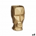 Vase 3D Face Golden Polyresin 12 x 24,5 x 16 cm (4 Units)