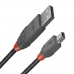 USB 2.0 A til mini USB B-kabel LINDY 36721 50 cm Sort