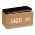 Alarm Clock with Wireless Charger Brown PVC MDF Wood 15 x 7,5 x 7 cm (12 Units)