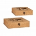 Set of decorative boxes World Map Brown Cork MDF Wood (6 Units)