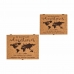 Set of decorative boxes World Map Brown Cork MDF Wood (6 Units)