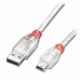 Kábel USB 2.0 A na Mini USB B LINDY 41782 Sivá Transparentná 1 m