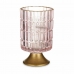 LED Фенер Розов Златен Cтъкло 10,7 x 18 x 10,7 cm (6 броя)