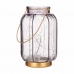 Lanterne à LED Rayures Gris Doré verre 13,5 x 22 x 13,5 cm (6 Unités)