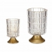 Led-lantaarn Transparant Gouden Glas 10,7 x 18 x 10,7 cm (6 Stuks)