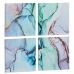 Set of 4 pictures Canvas Marble Blue 35 x 7 x 35 cm (6 Units)