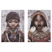 Zestaw 2 obrazów Płótno Afrykanka 70 x 50 x 1,5 cm (6 Sztuk)