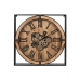 Wall Clock Home ESPRIT Black Natural Iron MDF Wood 72 x 10 x 72 cm