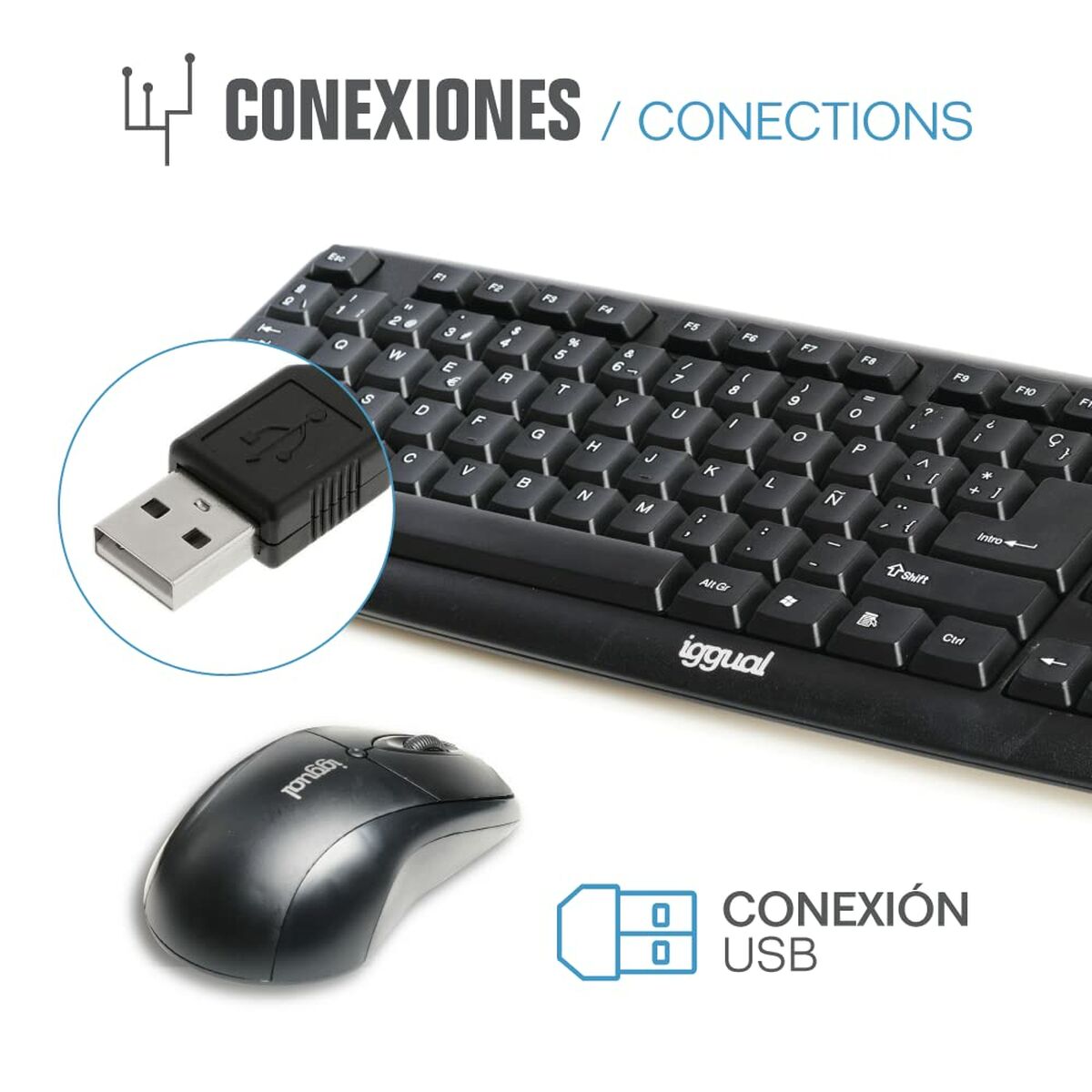 Klávesnice a myš iggual COM-CK-BASIC QWERTY USB