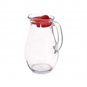 Bormioli Rocco Juego de 2 jarras de vidrio Gelo con tapa roja y blanca