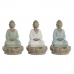 Decoratieve figuren Home ESPRIT Wit Groen Turkoois Boeddha Orientaals 12 x 12 x 18,5 cm (3 Stuks)