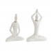 Dekoratív Figura DKD Home Decor Fehér Természetes Keleti Yoga 25 x 8 x 36 cm (2 egység)