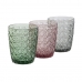 Sada pohárov DKD Home Decor zelená Sivá Ružová Sklo S členitosťou 240 ml (6 kusov)