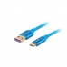 USB A - USB C Kaabel Lanberg CA-USBO-21CU-0005-BL Sinine 50 cm 0,5 m