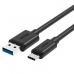 USB A - USB C kaapeli Unitek Y-C474BK+ Musta 1 m