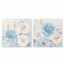 Painting DKD Home Decor 80 x 3 x 80 cm Flowers Shabby Chic (2 Units)