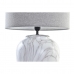 Lampe de bureau DKD Home Decor Toile Céramique Gris Blanc (38 x 38 x 58 cm)