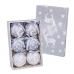 Boules de Noël Blanc Argenté Papier Polyfoam Cerf 7,5 x 7,5 x 7,5 cm (6 Unités)