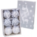 Boules de Noël Blanc Argenté Papier Polyfoam Cerf 7,5 x 7,5 x 7,5 cm (6 Unités)