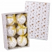 Коледни топки Бял Златен хартия Polyfoam 7,5 x 7,5 x 7,5 cm (6 броя)