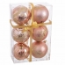 Kerstballen Roze Plastic Herten 8 x 8 x 8 cm (6 Stuks)
