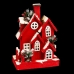 Χριστουγεννιάτικο Στολίδι Κόκκινο Ξύλο Σπίτι 24 x 13 x 33 cm