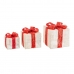 Weihnachtsschmuck Weiß Rot Metall Faser Geschenkbox 25 x 25 x 31 cm (3 Stück)