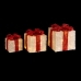 Julgranskula Vit Röd Metall Fibrer Presentlåda 25 x 25 x 31 cm (3 antal)