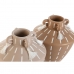 Vaso Home ESPRIT Castanho Marrom claro Cerâmica Colonial Franjas 15,5 x 15,5 x 17,1 cm (2 Unidades)